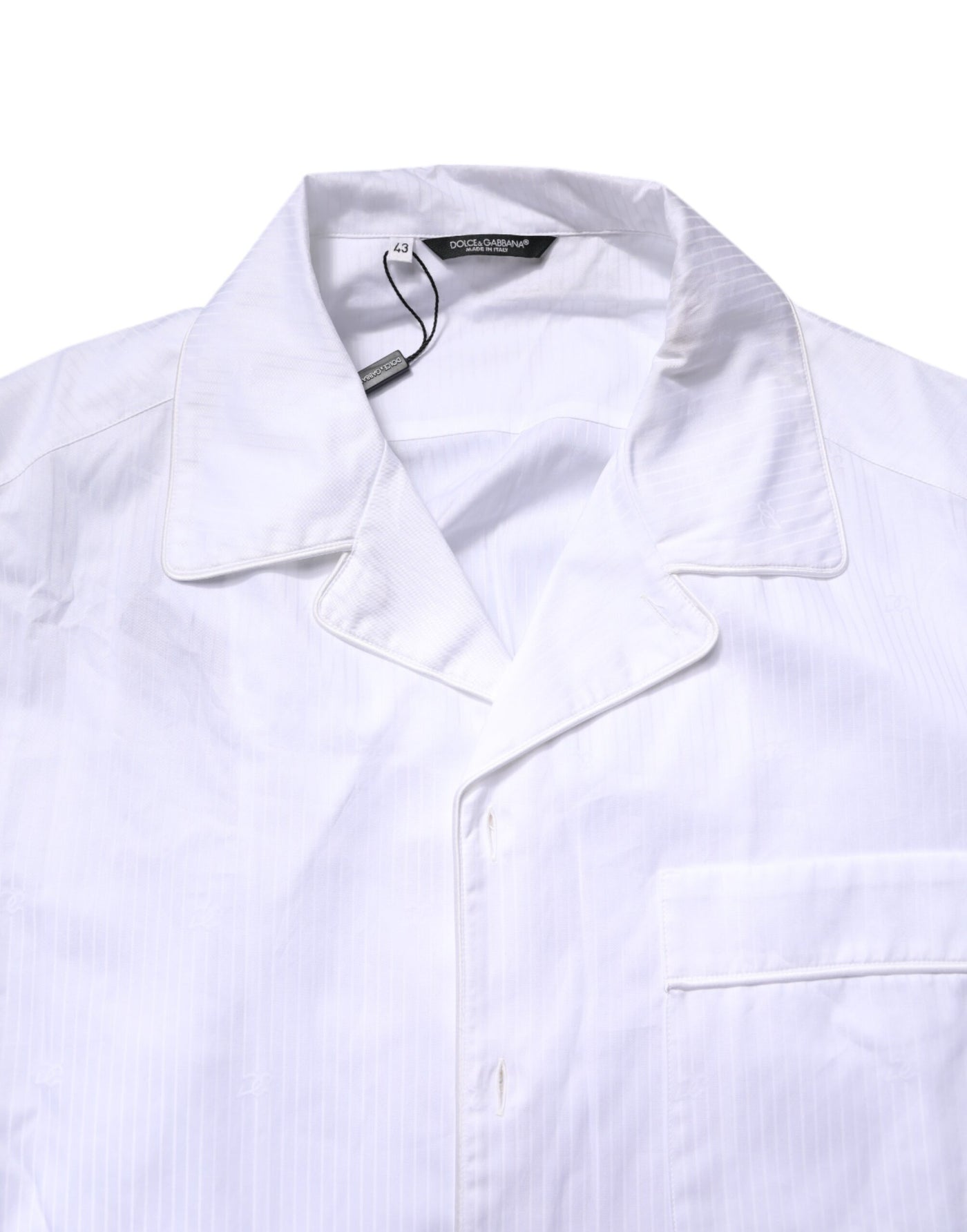 Ensemble pyjama chemise et pantalon en coton blanc Dolce &amp; Gabbana