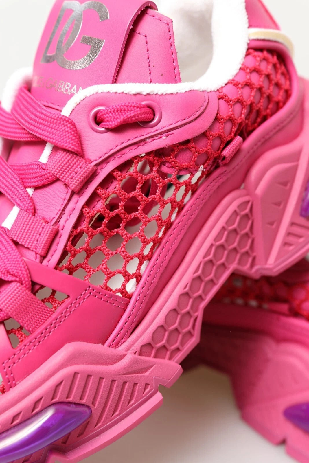 Dolce &amp; Gabbana roze Airmaster mesh panelen lage sneakers