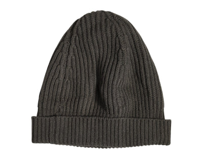 Dolce & Gabbana Green Wool DG Plaque Knitted Winter Beanie Hat