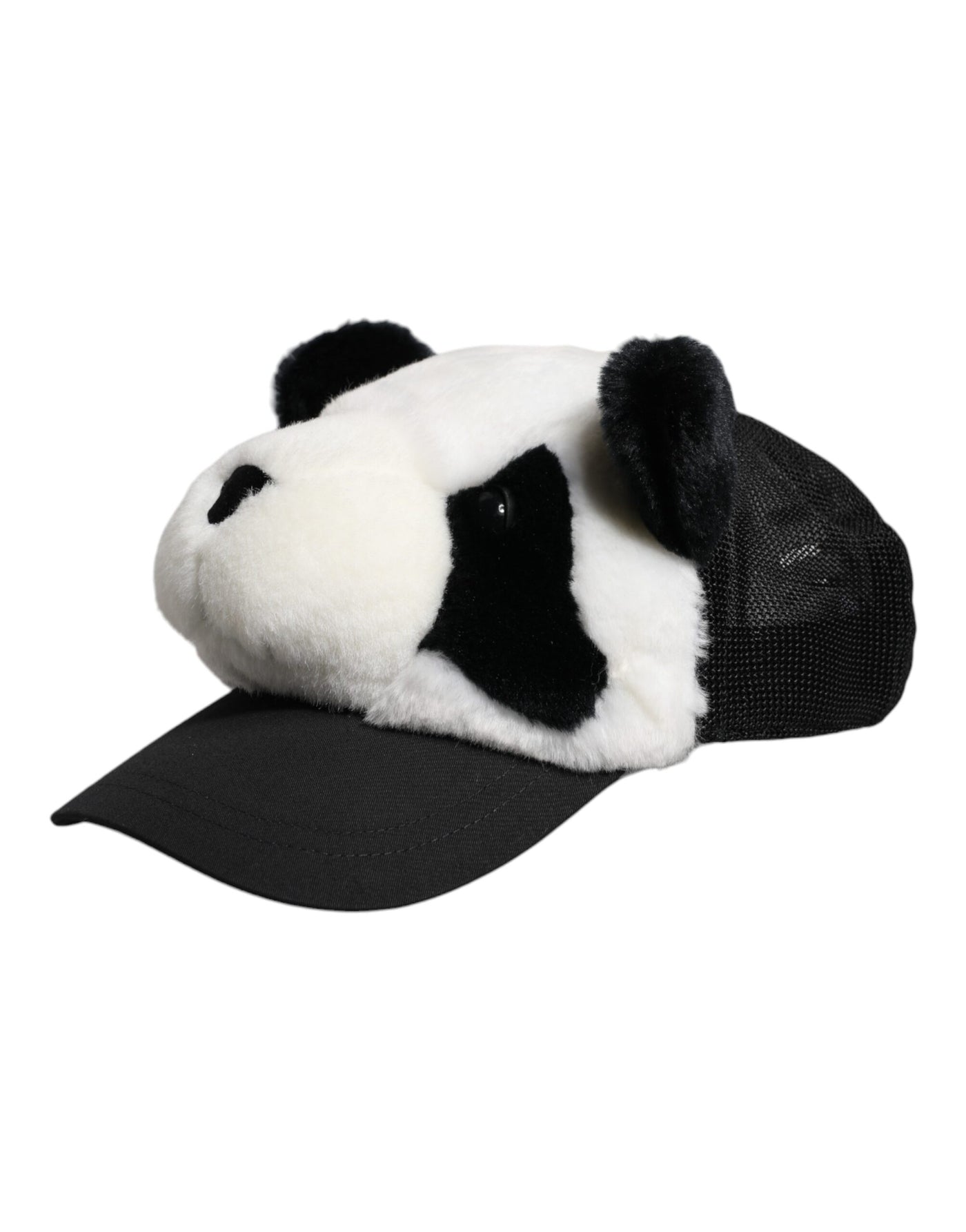 Casquette de baseball Dolce &amp; Gabbana en fourrure de panda noire et blanche pour femme
