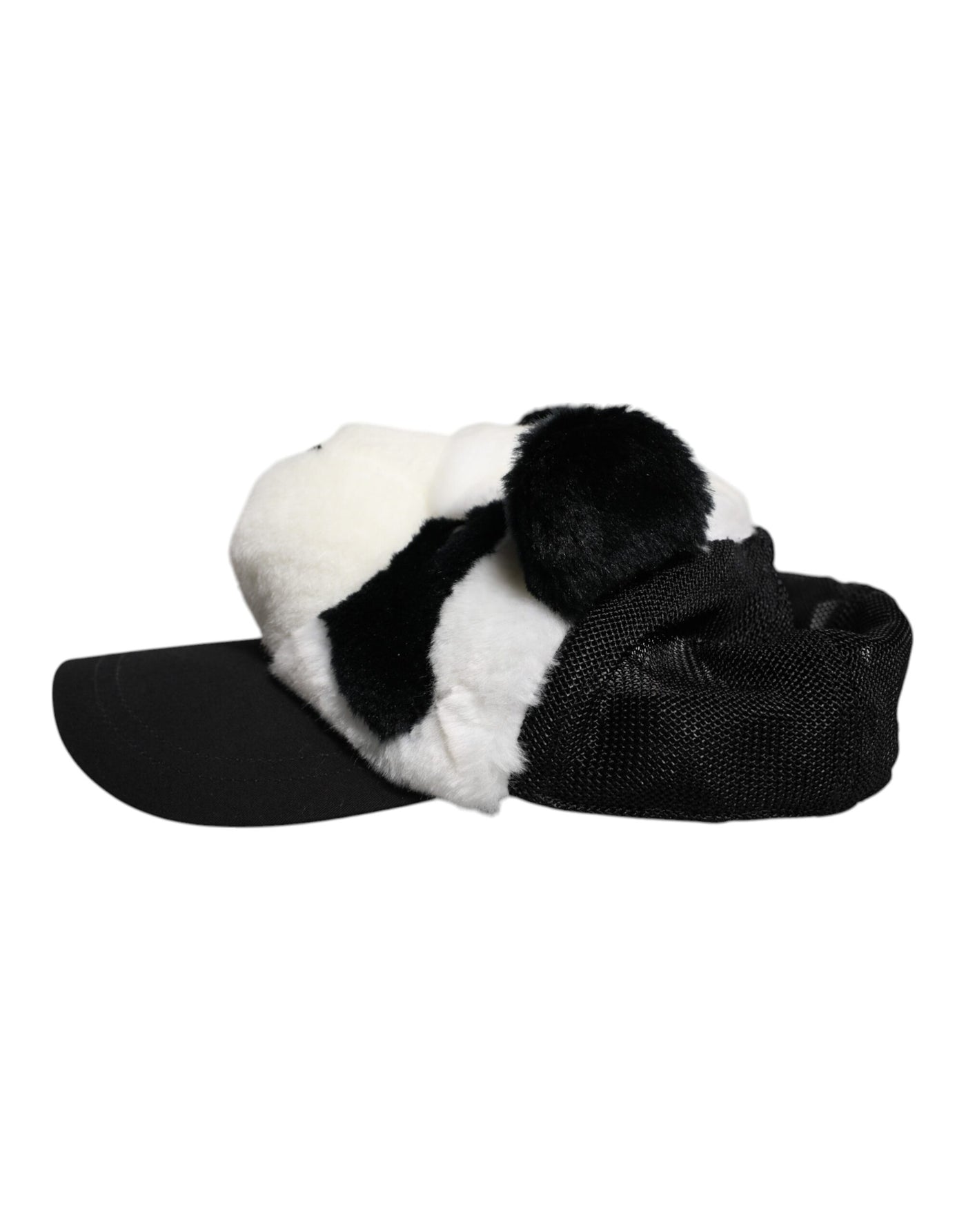 Casquette de baseball Dolce &amp; Gabbana en fourrure de panda noire et blanche pour femme