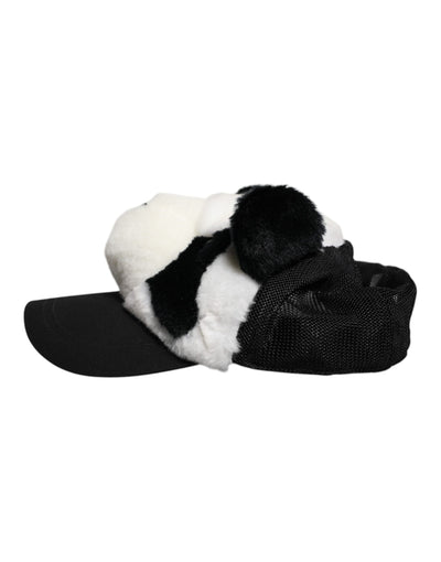 Casquette de baseball Dolce &amp; Gabbana en fourrure de panda noire et blanche pour femme