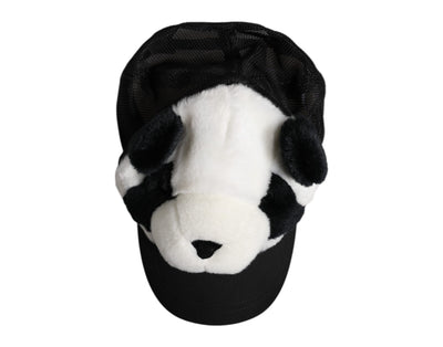 Casquette de baseball Dolce &amp; Gabbana en fourrure de panda noire et blanche pour femme