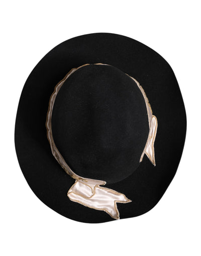 Chapeau à large bord avec logo noir brodé de sequins Dolce &amp; Gabbana
