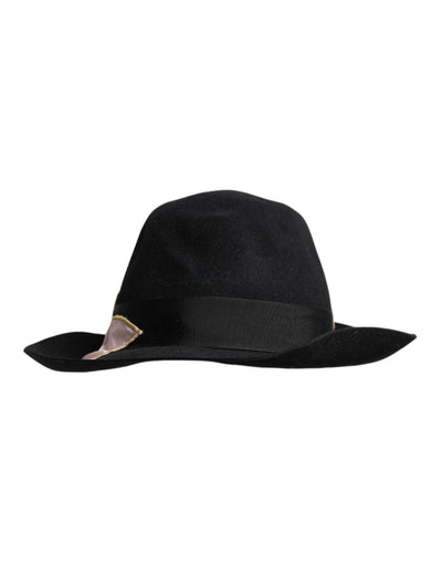 Chapeau à large bord pour femme Dolce &amp; Gabbana avec logo noir brodé
