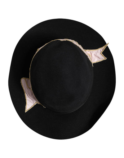 Chapeau à large bord pour femme Dolce &amp; Gabbana avec logo noir brodé