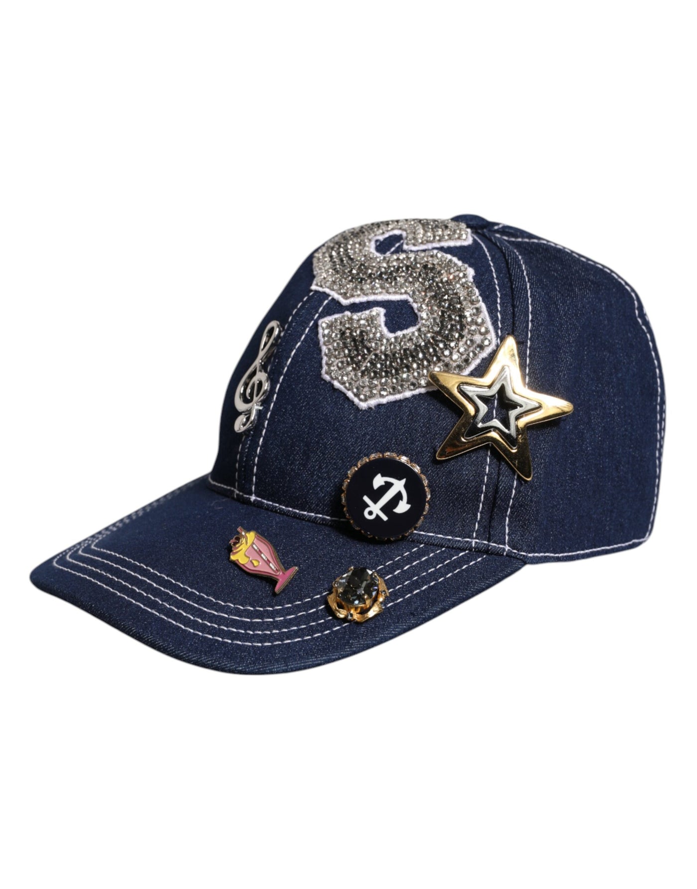 Casquette de baseball Dolce &amp; Gabbana ornée de cristaux bleus
