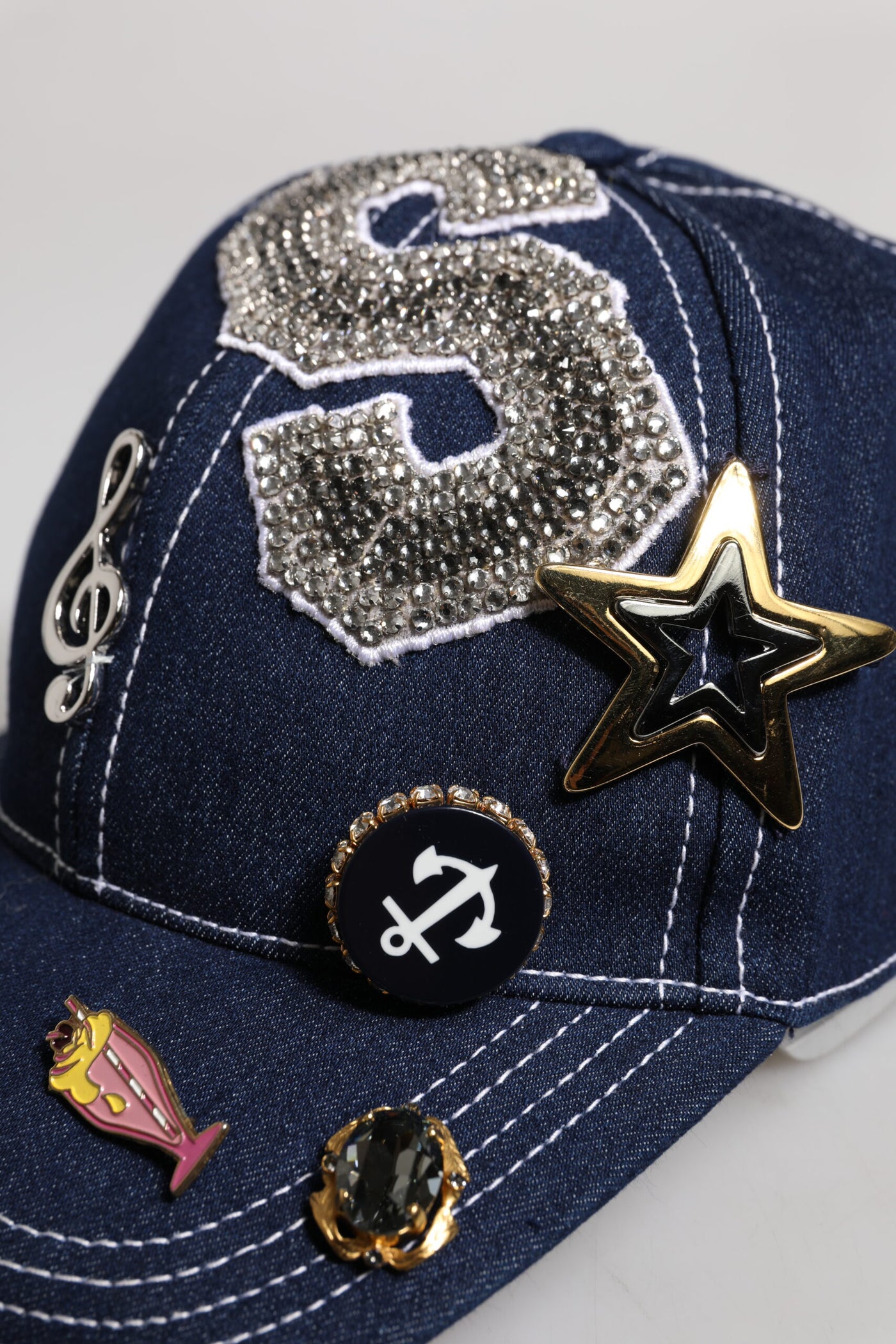 Casquette de baseball Dolce &amp; Gabbana ornée de cristaux bleus