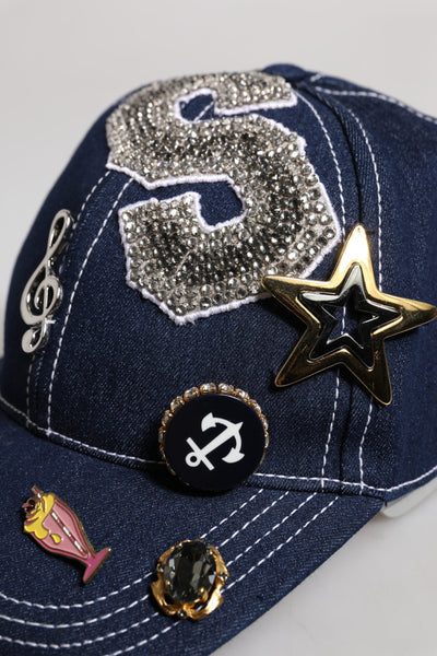 Casquette de baseball Dolce &amp; Gabbana ornée de cristaux bleus
