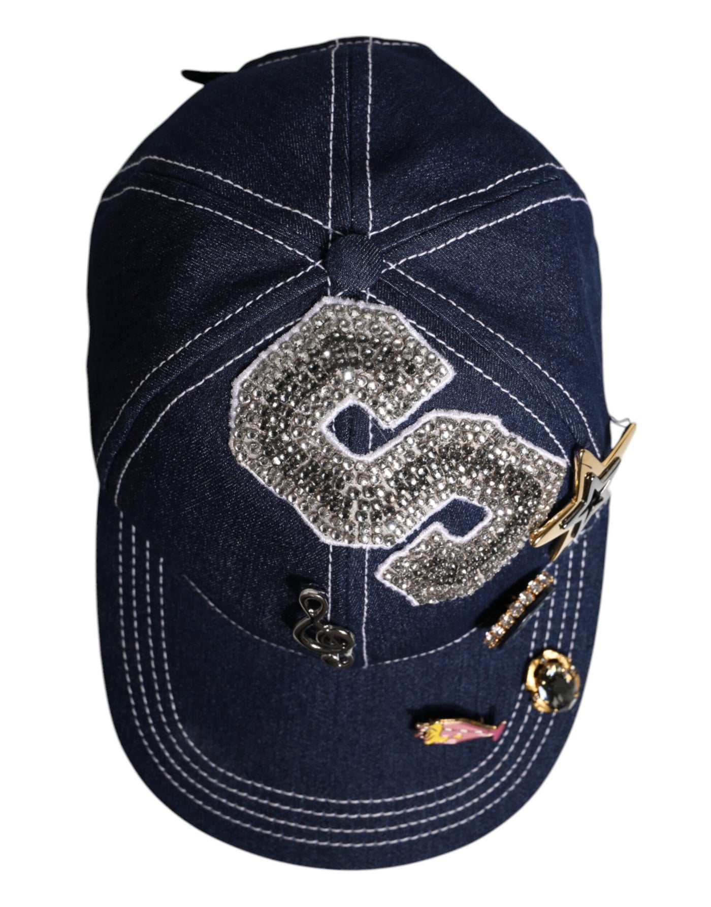 Casquette de baseball Dolce &amp; Gabbana ornée de cristaux bleus