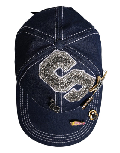 Casquette de baseball Dolce &amp; Gabbana ornée de cristaux bleus