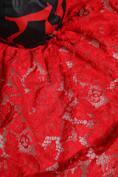 Dolce &amp; Gabbana rode zwarte kant tule katoenen baseballpet