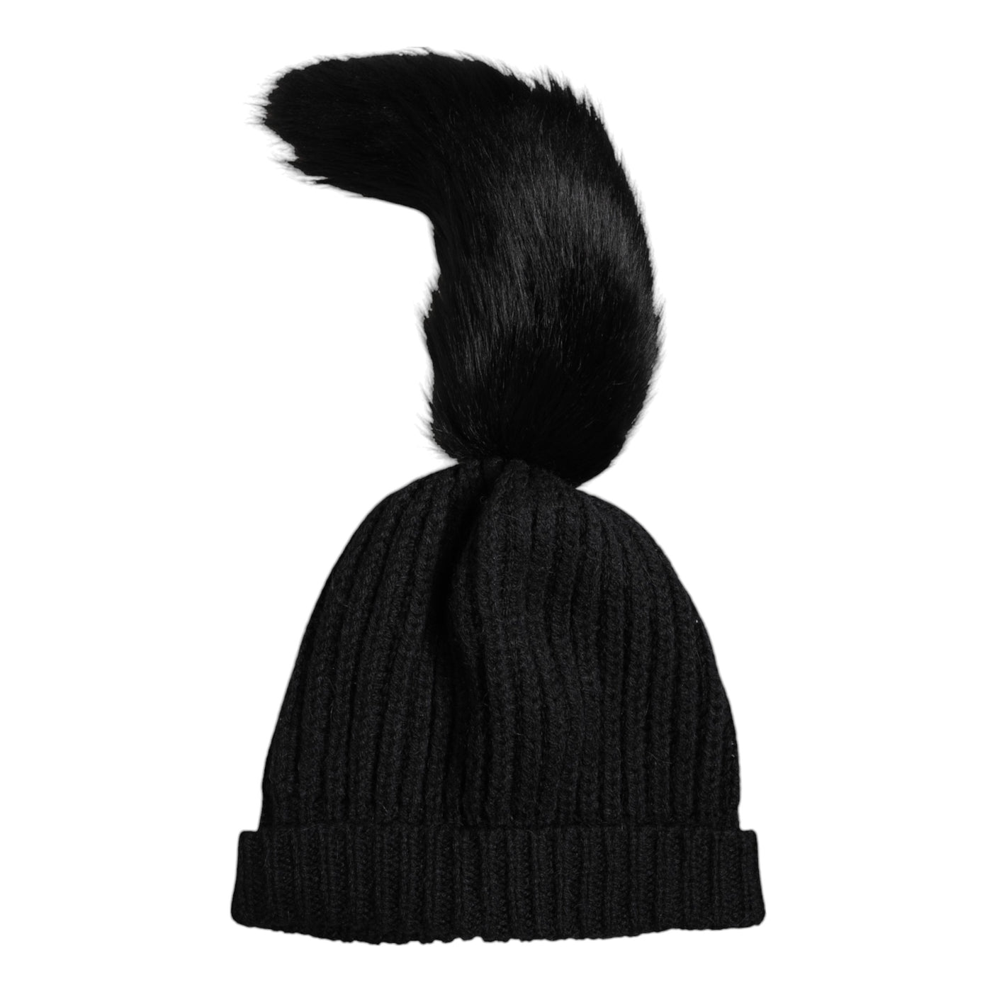 Bonnet d'hiver en fourrure tricotée acrylique noire Dolce &amp; Gabbana