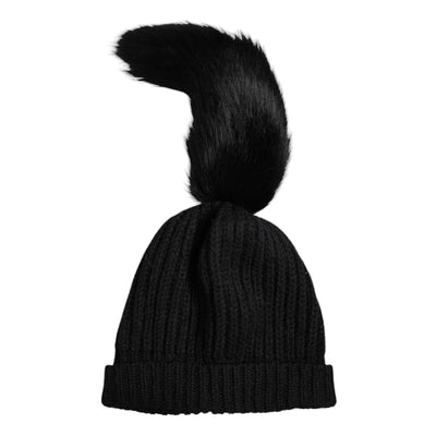 Bonnet d'hiver en fourrure tricotée acrylique noire Dolce &amp; Gabbana