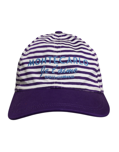 Casquette de baseball Dolce &amp; Gabbana en coton à rayures blanches et violettes pour femme