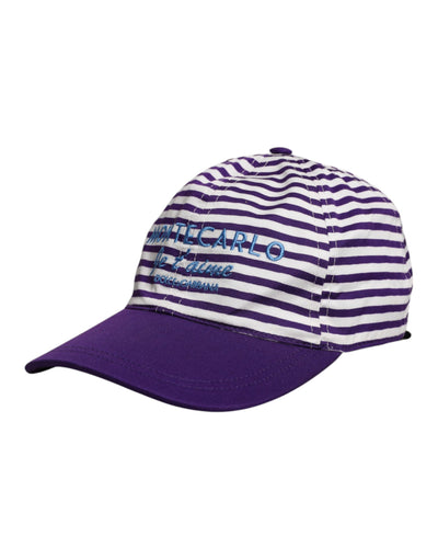 Casquette de baseball Dolce &amp; Gabbana en coton à rayures blanches et violettes pour femme