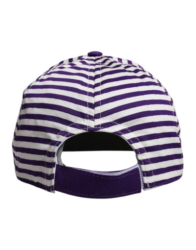 Casquette de baseball Dolce &amp; Gabbana en coton à rayures blanches et violettes pour femme