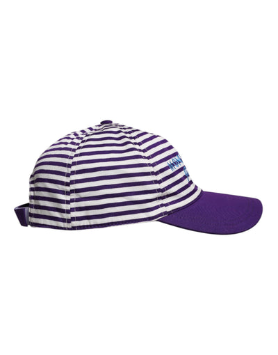 Casquette de baseball Dolce &amp; Gabbana en coton à rayures blanches et violettes pour femme