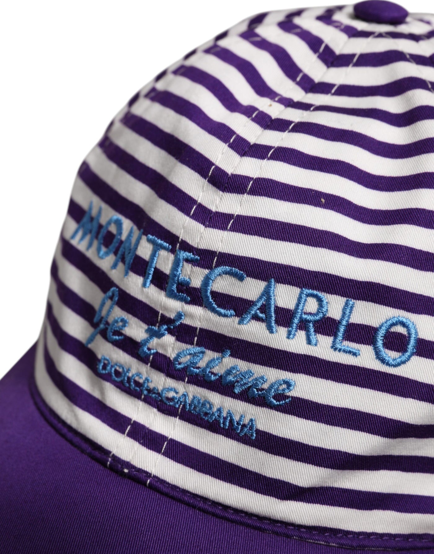 Casquette de baseball Dolce &amp; Gabbana en coton à rayures blanches et violettes pour femme