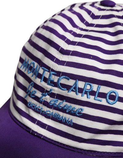 Casquette de baseball Dolce &amp; Gabbana en coton à rayures blanches et violettes pour femme