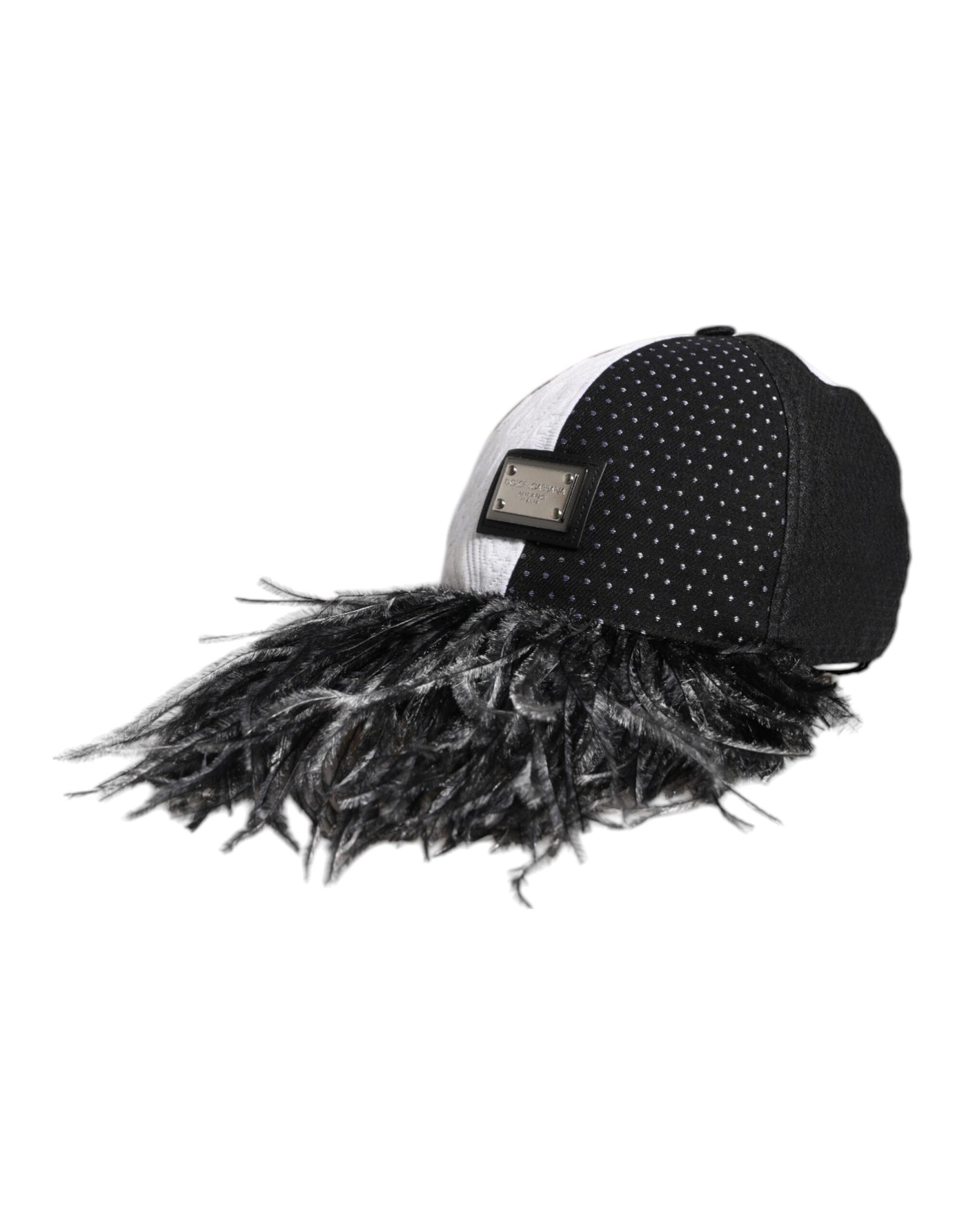 Casquette de baseball Dolce &amp; Gabbana à pois blancs et noirs avec plumes