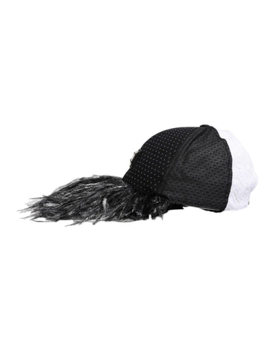 Casquette de baseball Dolce &amp; Gabbana à pois blancs et noirs avec plumes