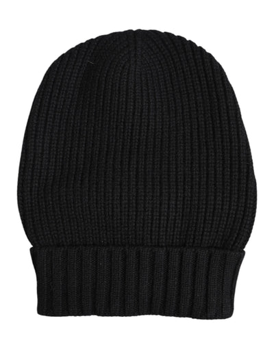 Bonnet d'hiver tricoté en cachemire noir Dolce &amp; Gabbana