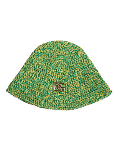 Dolce &amp; Gabbana Groene Katoenen Haak DG Logo Bucket Hat