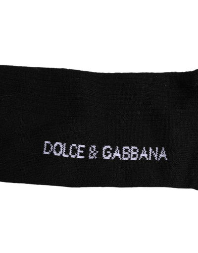 Chaussettes mi-mollet en coton noir Dolce &amp; Gabbana pour homme avec logo DG
