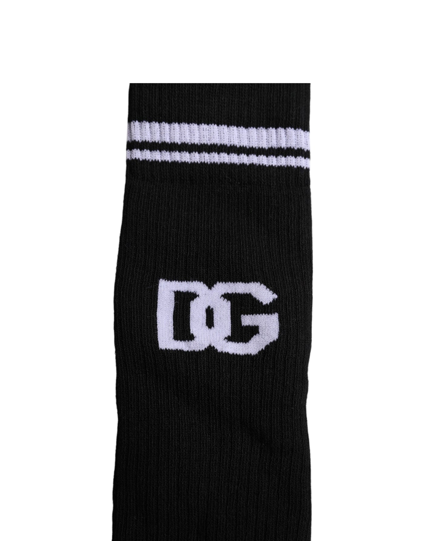 Chaussettes mi-mollet en coton noir Dolce &amp; Gabbana pour homme avec logo DG