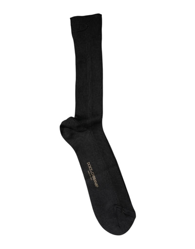 Chaussettes mi-mollet en coton noir Dolce &amp; Gabbana pour homme avec logo DG