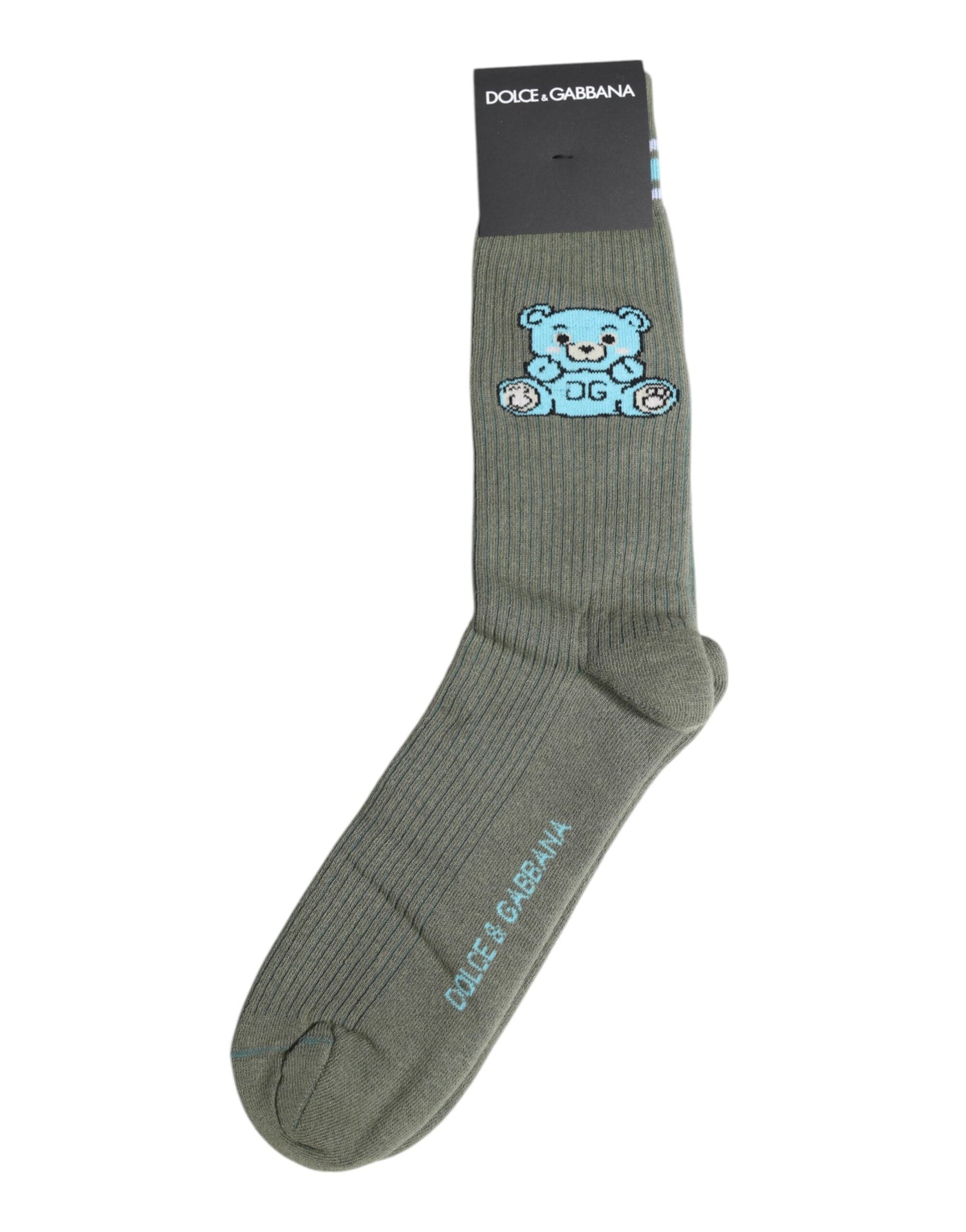 Chaussettes mi-mollet en coton gris Dolce &amp; Gabbana DG Bear