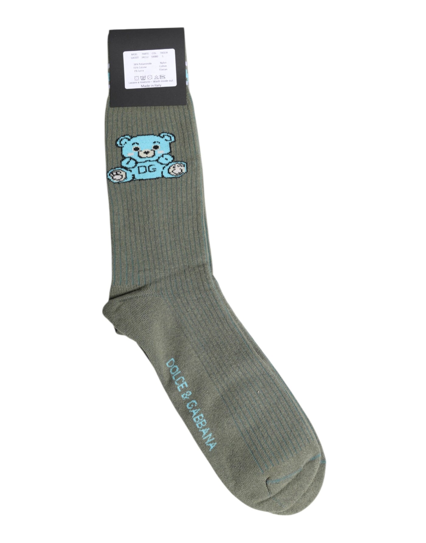 Chaussettes mi-mollet en coton gris Dolce &amp; Gabbana DG Bear