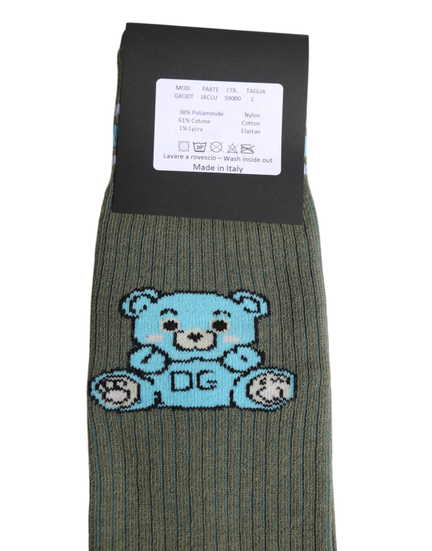 Chaussettes mi-mollet en coton gris Dolce &amp; Gabbana DG Bear