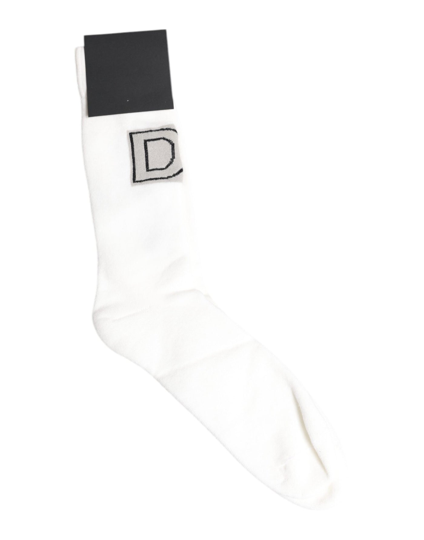 Chaussettes mi-mollet blanches extensibles Dolce &amp; Gabbana OR VINCIT OMNIA