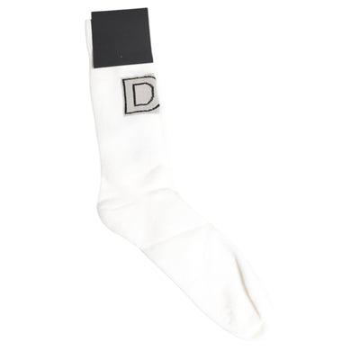 Chaussettes mi-mollet blanches extensibles Dolce &amp; Gabbana OR VINCIT OMNIA