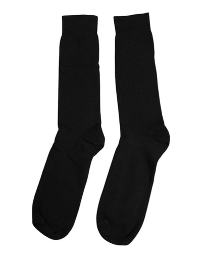 Chaussettes mi-mollet noires en coton uni Dolce &amp; Gabbana pour homme