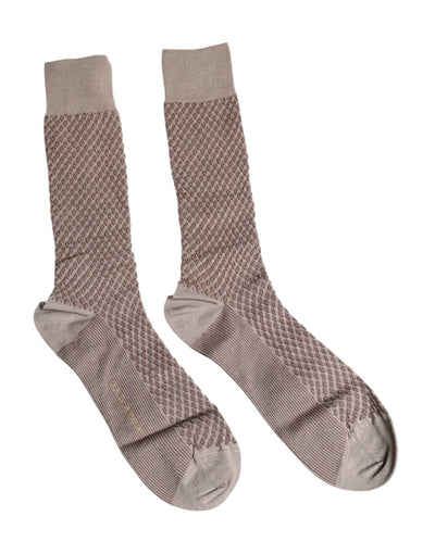 Chaussettes mi-mollet marron unies Dolce &amp; Gabbana pour homme avec logo DG