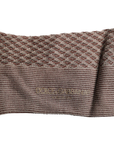 Chaussettes mi-mollet marron unies Dolce &amp; Gabbana pour homme avec logo DG
