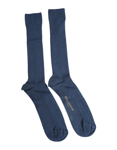 Chaussettes mi-mollet en coton bleu Dolce &amp; Gabbana avec logo DG