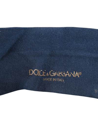 Chaussettes mi-mollet en coton bleu Dolce &amp; Gabbana avec logo DG