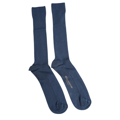 Chaussettes mi-mollet en coton bleu Dolce &amp; Gabbana avec logo DG
