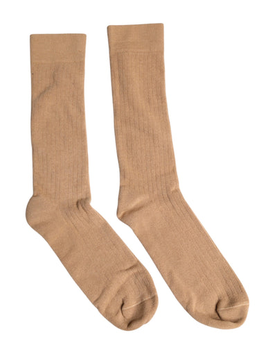 Chaussettes mi-mollet marron en coton uni Dolce &amp; Gabbana pour homme
