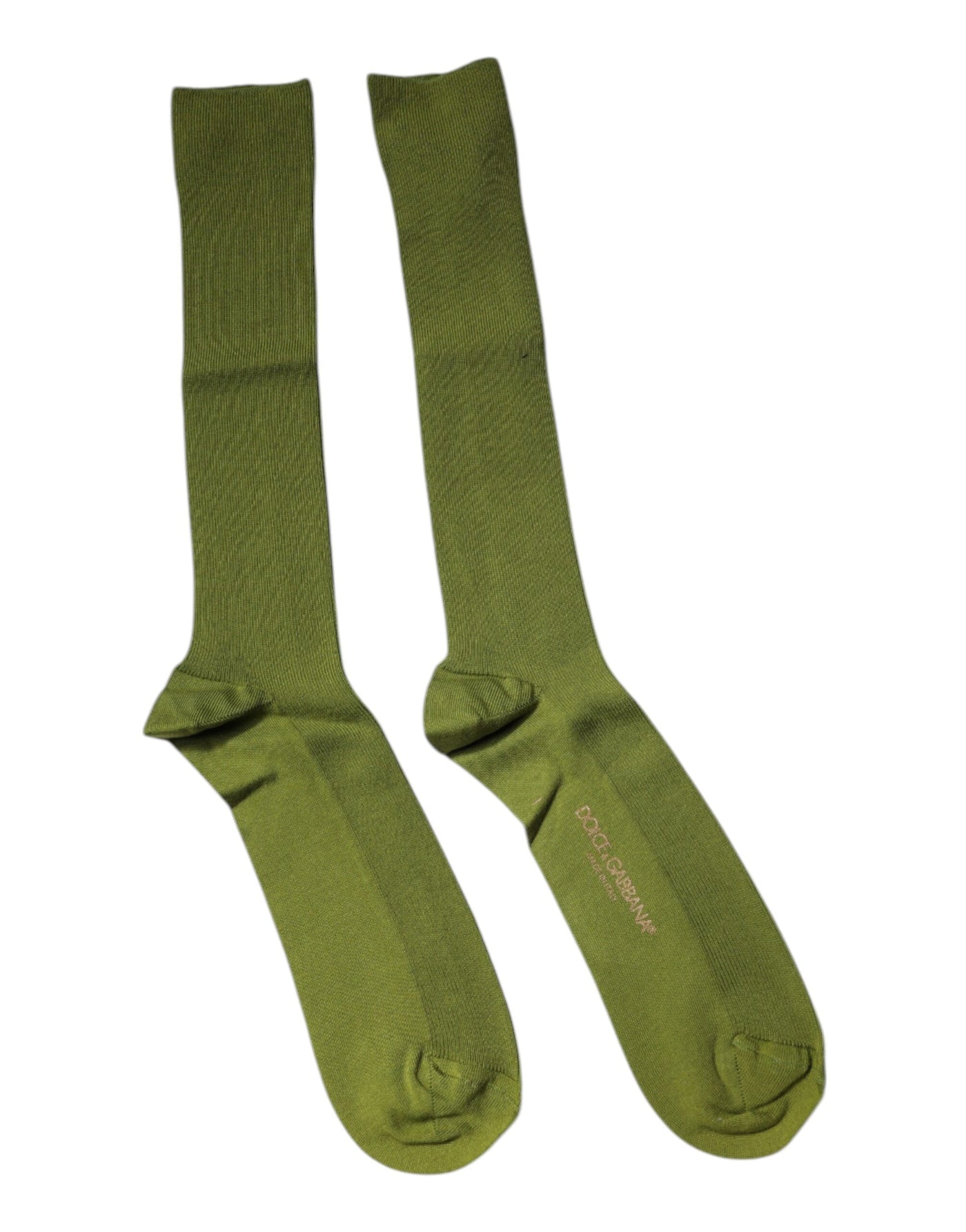 Chaussettes montantes en coton vert avec logo Dolce &amp; Gabbana