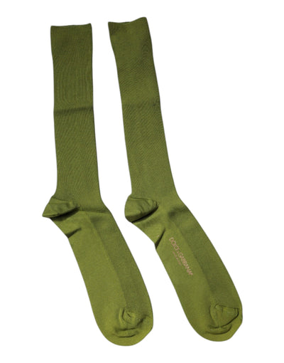 Chaussettes montantes en coton vert avec logo Dolce &amp; Gabbana