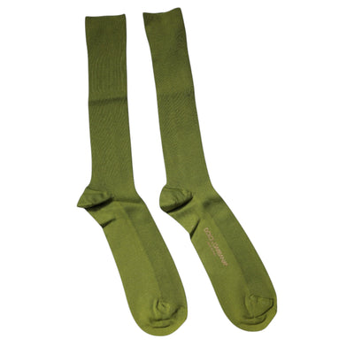 Chaussettes montantes en coton vert avec logo Dolce &amp; Gabbana