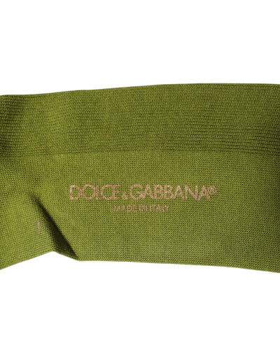 Chaussettes montantes en coton vert avec logo Dolce &amp; Gabbana