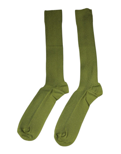 Chaussettes montantes en coton vert avec logo Dolce &amp; Gabbana