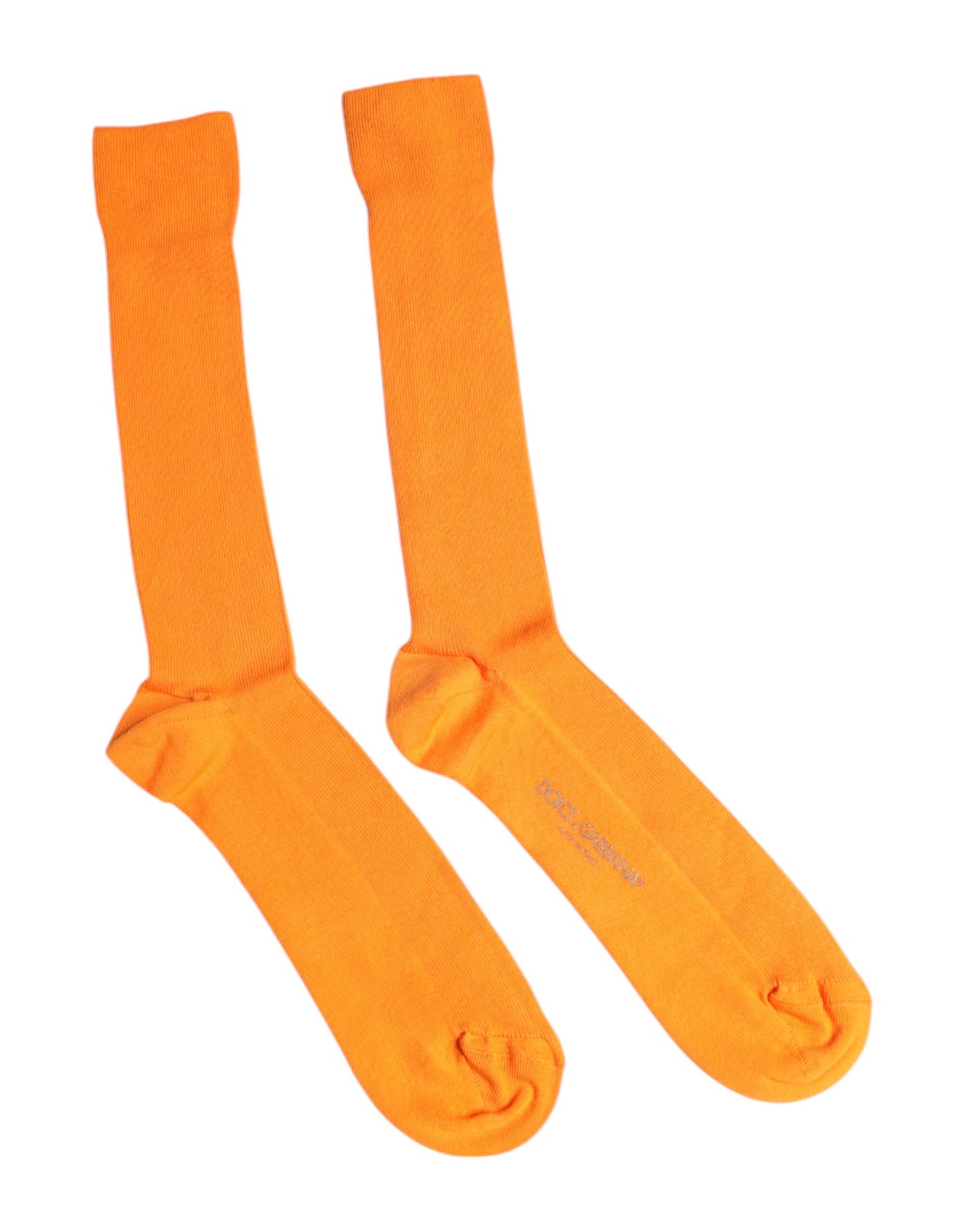 Chaussettes montantes en coton orange avec logo Dolce &amp; Gabbana