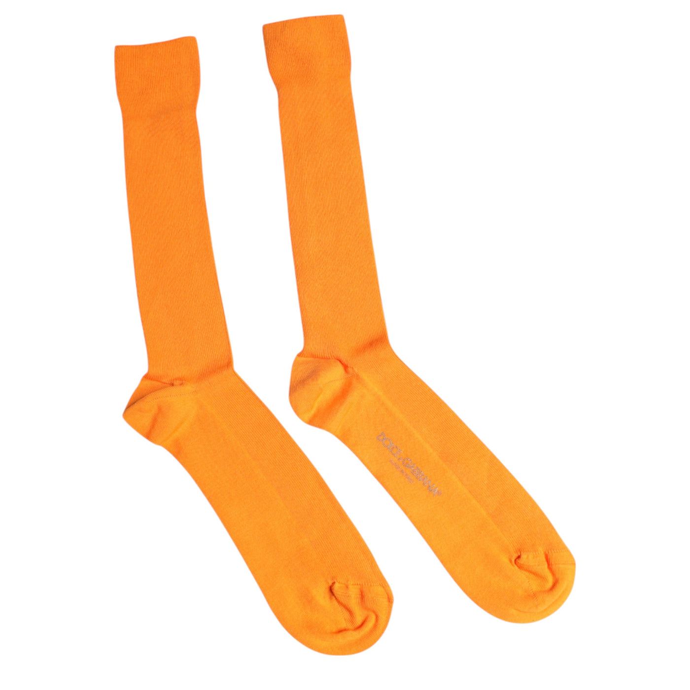 Chaussettes montantes en coton orange avec logo Dolce &amp; Gabbana